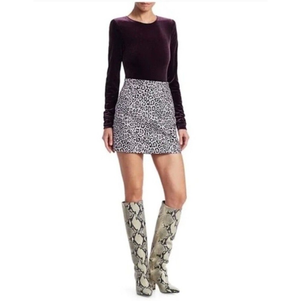 Andamane Leo Lilia Skirt Womens Medium Leopard Tweed Lavender Black